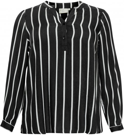 Kaffe Curve Sida Bluse Svart / Chalk Stripet - Bluser & tunikaer - 