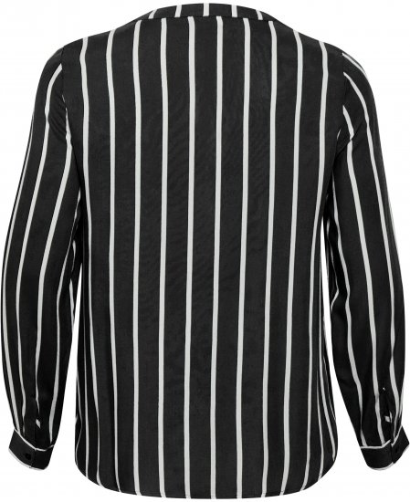Kaffe Curve Sida Bluse Svart / Chalk Stripet - Bluser & tunikaer - 
