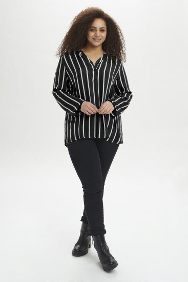 Kaffe Curve Sida Bluse Svart / Chalk Stripet - Bluser & tunikaer - 