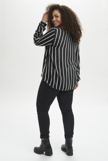 Kaffe Curve Sida Bluse Svart / Chalk Stripet - Bluser & tunikaer - 