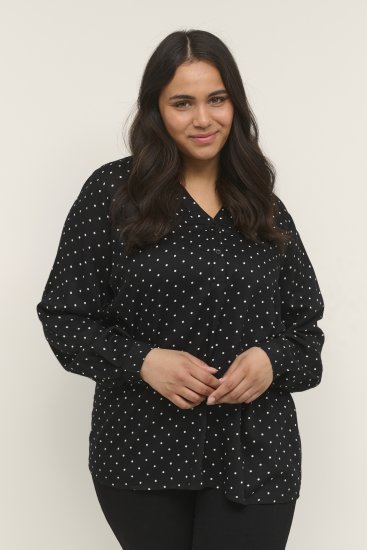 Kaffe Curve Joy Bluse Svart / Hvit Prikket - Bluser & tunikaer - 