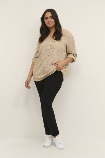 Kaffe Curve Joy Bluse Beige / Svart Prikket - Bluser & tunikaer - 