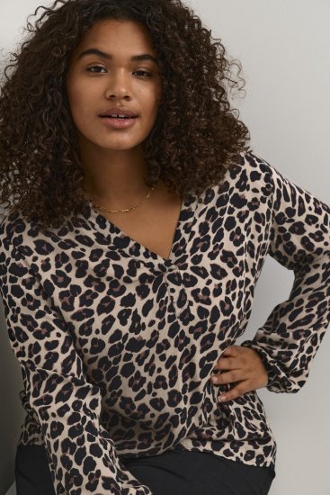 Kaffe Curve Mirta Tilly Bluse Leopardmønster - Bluser & tunikaer - 