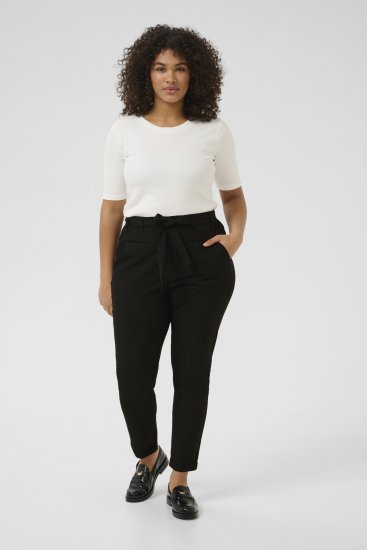Kaffe Curve Jia Bukser med Belte Svart - Jeans & Bukser i Store Størrelser – Plus Size - 