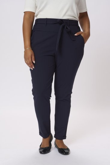 Kaffe Curve Jia Bukser med Belte Mørk Marineblå - Jeans & Bukser i Store Størrelser – Plus Size - 