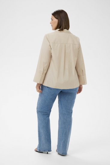 Kaffe Curve Josa Shirt Feather Grey Stripe - Skjorter - 