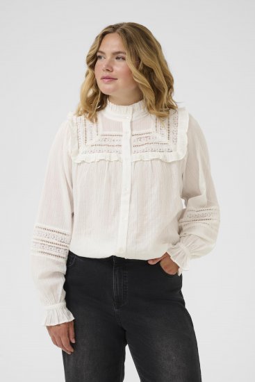 Kaffe Curve Jessa Shirt Long Sleeve White - Skjorter - 