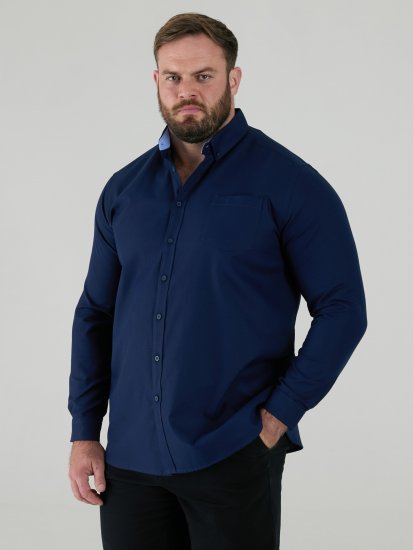 D555 Richard Langermet Oxfordskjorte TALL Marineblå - TALL skjorter - 