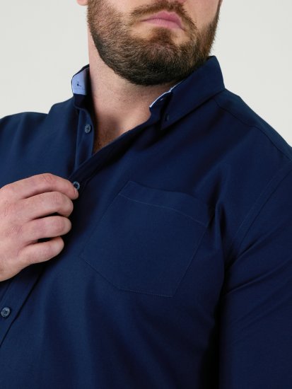 D555 Richard Langermet Oxfordskjorte TALL Marineblå - TALL skjorter - 