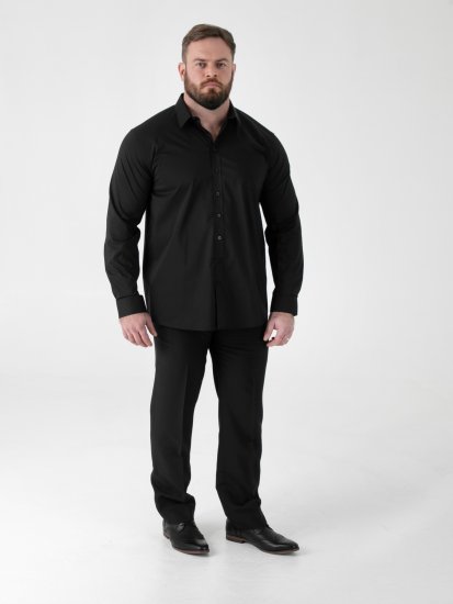 D555 Oliver Flekkavvisende Strykefri Stretchskjorte med Lange Ermer Svart - Skjorter - Store skjorter - 2XL-8XL