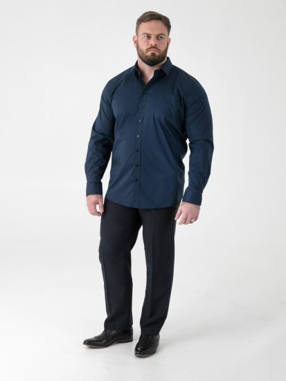 D555 Oliver Flekkavvisende Strykefri Stretchskjorte med Lange Ermer Marineblå - Skjorter - Store skjorter - 2XL-8XL