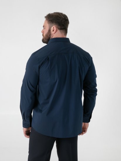 D555 Oliver Flekkavvisende Strykefri Stretchskjorte med Lange Ermer Marineblå - Skjorter - Store skjorter - 2XL-8XL