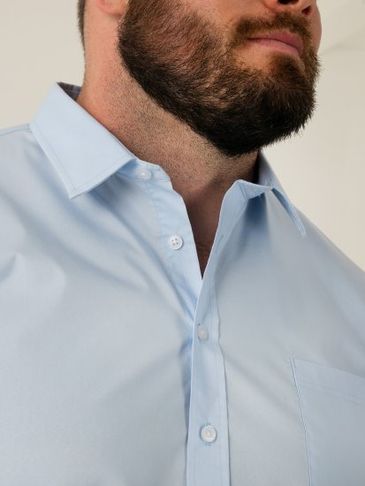 D555 Oliver Flekkavvisende Strykefri Stretchskjorte med Lange Ermer Lyseblå - Skjorter - Store skjorter - 2XL-8XL