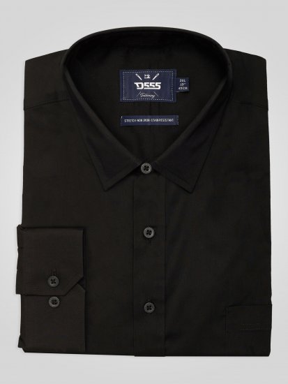 D555 Oliver Flekkavvisende Strykefri Stretchskjorte med Lange Ermer Svart - Skjorter - Store skjorter - 2XL-8XL