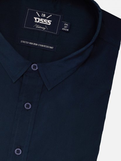 D555 Oliver Flekkavvisende Strykefri Stretchskjorte med Lange Ermer Marineblå - Skjorter - Store skjorter - 2XL-8XL