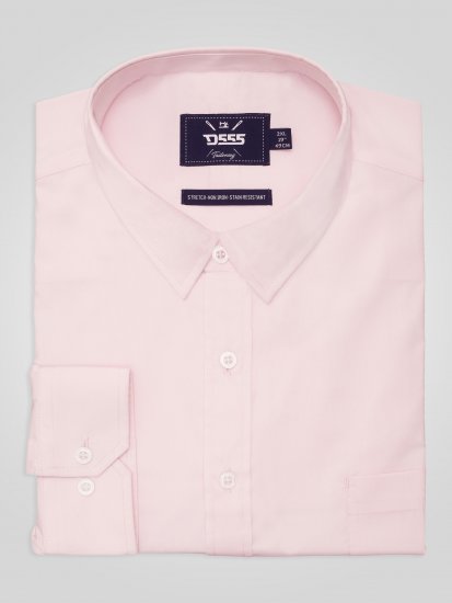 D555 Oliver Flekkavvisende Strykefri Stretchskjorte med Lange Ermer Rosa - Skjorter - Store skjorter - 2XL-8XL