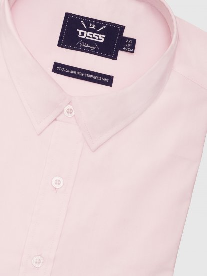 D555 Oliver Flekkavvisende Strykefri Stretchskjorte med Lange Ermer Rosa - Skjorter - Store skjorter - 2XL-8XL