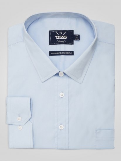 D555 Oliver Flekkavvisende Strykefri Stretchskjorte med Lange Ermer Lyseblå - Skjorter - Store skjorter - 2XL-8XL