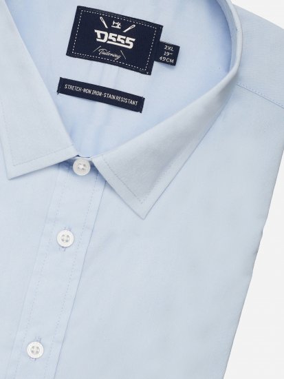 D555 Oliver Flekkavvisende Strykefri Stretchskjorte med Lange Ermer Lyseblå - Skjorter - Store skjorter - 2XL-8XL