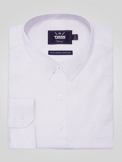 D555 Oliver Flekkavvisende Strykefri Stretchskjorte med Lange Ermer Hvit - Skjorter - Store skjorter - 2XL-8XL