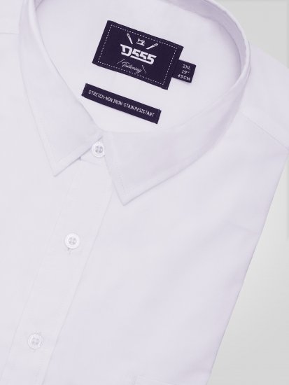 D555 Oliver Flekkavvisende Strykefri Stretchskjorte med Lange Ermer Hvit - Skjorter - Store skjorter - 2XL-8XL