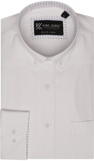 Kam Jeans P020 Premium Long sleeve Oxford Shirt White - Skjorter - Store skjorter - 2XL-8XL