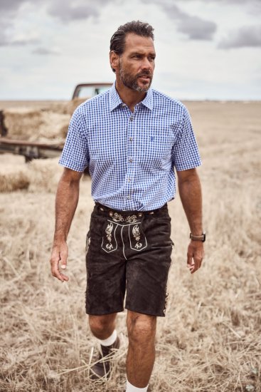 JP1880 Short Sleeve Check Print Traditional Shirt Blue - Skjorter - Store skjorter - 2XL-8XL
