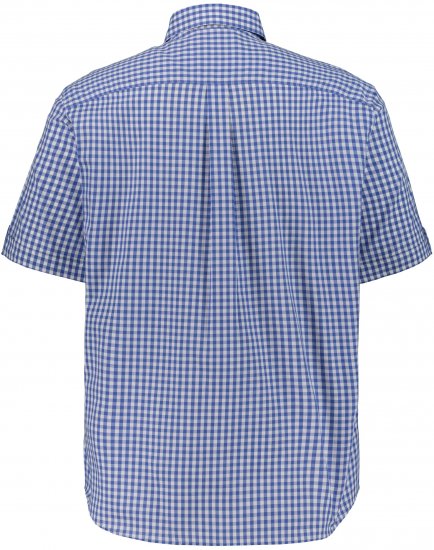 JP1880 Short Sleeve Check Print Traditional Shirt Blue - Skjorter - Store skjorter - 2XL-8XL