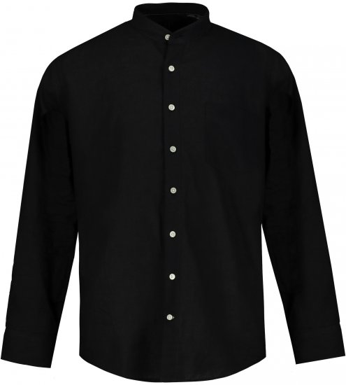 JP1880 Shirt Linen Blend Long Sleeve Black TALL - HERREKLÆR MT-6XLT - Klær for høye menn