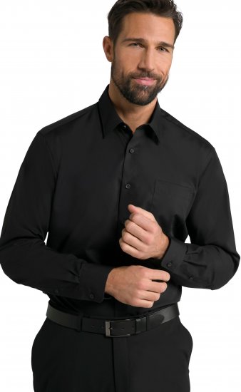 JP1880 Shirt Business Kent Collar Long Sleeve Black TALL - HERREKLÆR MT-6XLT - Klær for høye menn
