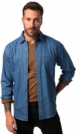 JP1880 Shirt Denim Long Sleeve Blue TALL - HERREKLÆR MT-6XLT - Klær for høye menn