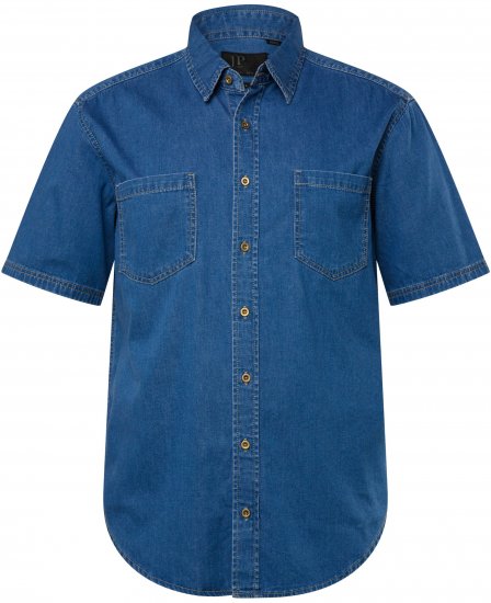 JP1880 Shirt Denim Short Sleeve Blue TALL - HERREKLÆR MT-6XLT - Klær for høye menn