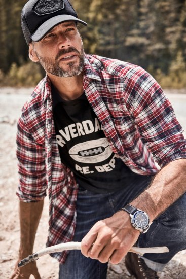 JP1880 Shirt Flannel Checked Long Sleeve Red TALL - HERREKLÆR MT-6XLT - Klær for høye menn