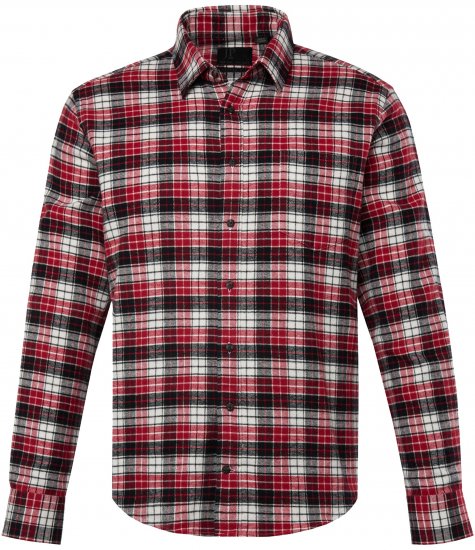 JP1880 Shirt Flannel Checked Long Sleeve Red TALL - HERREKLÆR MT-6XLT - Klær for høye menn