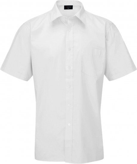 Espionage SH147 Short Sleeve Plain Collar Shirt White - Kortermede skjorter - Kortermede Skjorter Store Størrelser