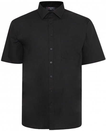 Espionage SH147 Plain Collar Short Sleeve Shirt Black - Kortermede skjorter - Kortermede Skjorter Store Størrelser