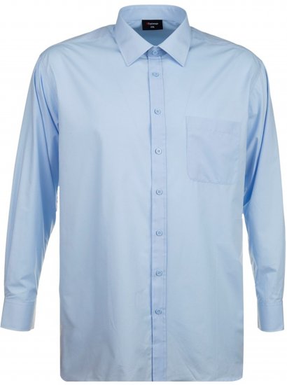 Espionage SH151 Long Sleeve Plain Collar Shirt Blue - Skjorter - Store skjorter - 2XL-8XL