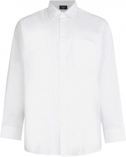 Espionage SH151 Long Sleeve Plain Collar Shirt White - Skjorter - Store skjorter - 2XL-8XL