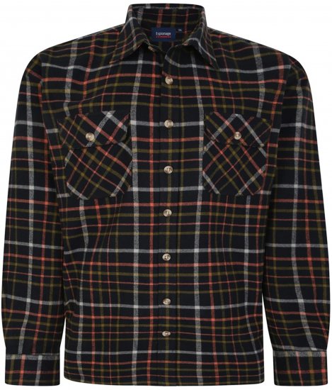 Espionage SH401 Checked Cotton Overshirt Black/Red - Skjorter - Store skjorter - 2XL-8XL