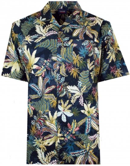 Espionage SH410 Short Sleeve Jungle Print Shirt Navy - Kortermede skjorter - Kortermede Skjorter Store Størrelser