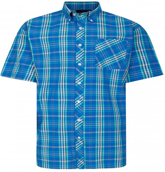 Espionage SH443 Checked Short Sleeve Shirt Royal/Mint/Lemon - Kortermede skjorter - Kortermede Skjorter Store Størrelser