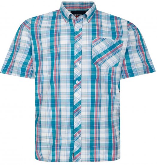 Espionage SH443 Checked Short Sleeve Shirt Green/Pink/White - Skjorter - Store skjorter - 2XL-8XL