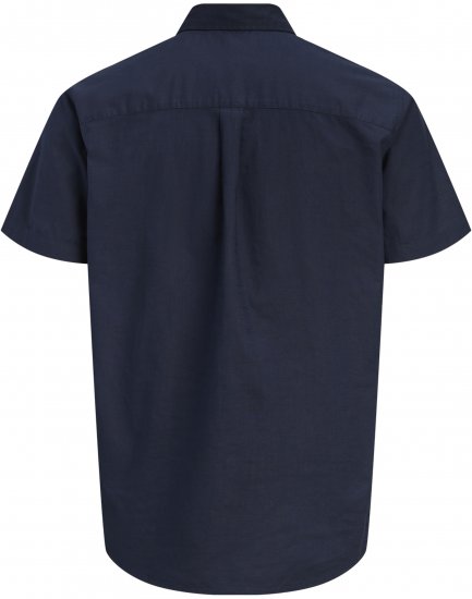 Jack & Jones Henry Slub Short Sleeve Navy - Skjorter - Store skjorter - 2XL-8XL