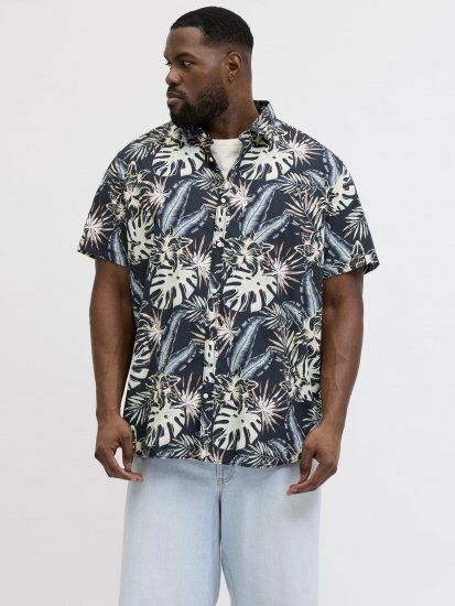 Jack & Jones Honolulu Short Sleeve Resort Shirt Black - Skjorter - Store skjorter - 2XL-8XL
