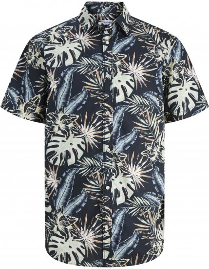 Jack & Jones Honolulu Short Sleeve Resort Shirt Black - Skjorter - Store skjorter - 2XL-8XL