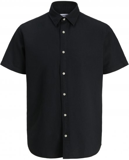 Jack & Jones Breeze Linen Short Sleeve Shirt Black - Skjorter - Store skjorter - 2XL-8XL