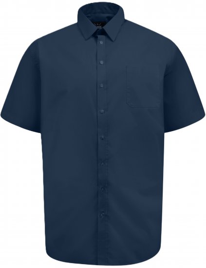 D555 Lucas Flekkavvisende Strykefri Stretchskjorte med Korte Ermer Marineblå - Skjorter - Store skjorter - 2XL-8XL