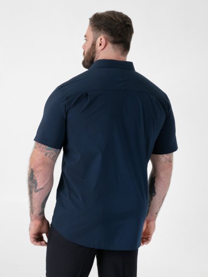 D555 Lucas Flekkavvisende Strykefri Stretchskjorte med Korte Ermer Marineblå - Skjorter - Store skjorter - 2XL-8XL