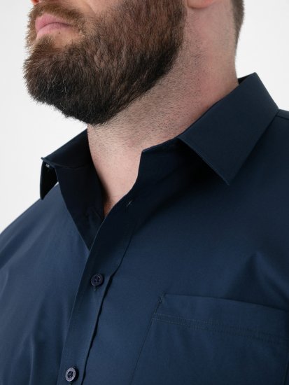 D555 Lucas Flekkavvisende Strykefri Stretchskjorte med Korte Ermer Marineblå - Skjorter - Store skjorter - 2XL-8XL