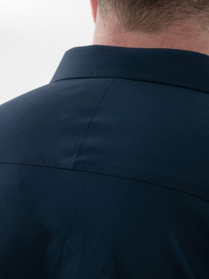 D555 Lucas Flekkavvisende Strykefri Stretchskjorte med Korte Ermer Marineblå - Skjorter - Store skjorter - 2XL-8XL